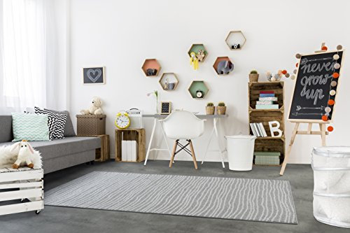 andiamo Webteppich Bolonia Muster modern Öko-Tex 100 Teppich, Polypropylen, Streifen grau, 133x190 cm