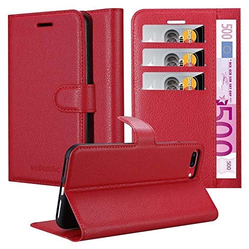 Cadorabo Hülle kompatibel mit Apple iPhone 7 Plus / 7S Plus / 8 Plus Handyhülle aus Kunst Leder Flip Klappbare Magnetische [Kartenfächern] Cover Hülle für iPhone 7 Plus / 8 Plus Tasche in Rot