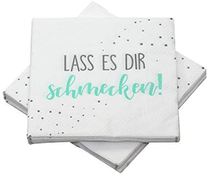 20 Servietten 'Lass es dir schmecken!' 33 x 33 cm (mint/grau)