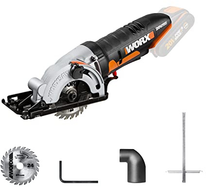 WORX 18V (20V MAX) 85mm Cordless Circular Saw, One Hand Operation, PowerShare, 2500/min, 27mm Cutting Depth, Compact and Lightweight, Quick Depth Adjustment, Without Battery & Charger, WX527.9