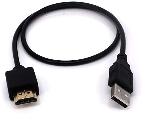 POFET Câble de charge USB vers HDMI | Ne convient pas au transfert de données | Longueur : 50 cm, USB 2.0 | HDMI standard, largeur : 14 mm, hauteur : 4,5 mm