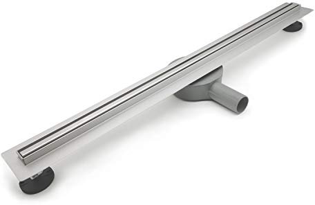Elbe Duschrinne 70cm Extra Flach 304 Edelstahl Bodenablauf Komplettset Haarsieb Bodenablauf, Siphon mit Geruchsstop, Schnelle Entwässerung (Schlank)