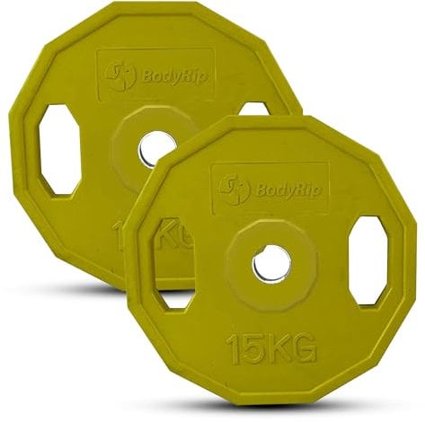 BodyRip Polygonal Colour Weight Plate | 2x 15kg, 2 Olympic Hole | Dumbbell or Barbell | Home Gym Training, Weightlifting