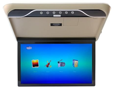 WOSTOKE 19 Pollici mp5 Monitor Auto Montato Sul Tetto Schermo A Soffitto Auto Video HD Veicolo Flip Down Overhead Lettore Multimediale beige
