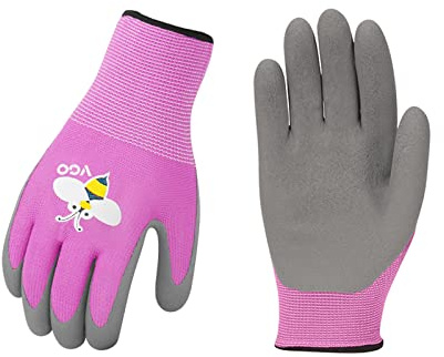 Vgo... 1 paio Guanti da Lavoro per Bambini, Guanti Protettivi da Giardinaggio Gioco a Esterno Guanti Morbidi Traspiranti (1 paio, XXS, RB6013-rosa)