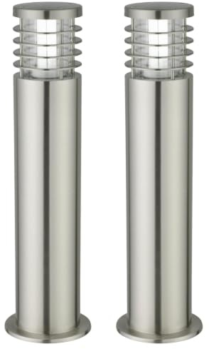 Set of 2 Bloom - Brushed Stainless Steel Outdoor Post Lights