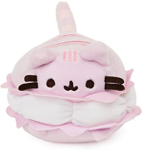 GUND Macaron Cookie Pusheen Sweet Dessert Squishy Plüsch Stofftier Katze und befriedigend dehnbarer Stoff, für Kinder ab 8 Jahren, Rosa und Weiß, 10,2 cm