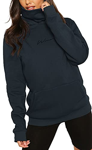 TrendiMax Damen Hoodie Kapuzenpullover Langarm Sweatshirt Winter Pullover Hochkragen Sweatjacke Kapuzen Pullis
