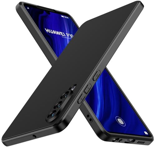 ivoler Noir Mat Coque pour Huawei P30 avec Protection Caméra, Ultra Mince Étui de Protection en Silicone Antichoc, Souple TPU Anti-Rayures Bumper Housse