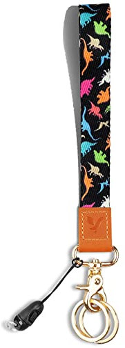 Yiflin Süßes Handgelenk-Schlüsselband für Schlüssel, Schlüsselanhänger, Geldbörse, Ausweishalter, Handy, Armband, Schlüsselband (farbiger Dinosaurier S)