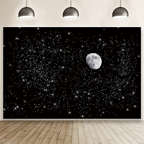 Renaiss 1.8x1.2m Schwarzer Nachthimmel Hintergrund Universum Weltraum Sternenhimmel Fotografie Hintergrund Galaxy Thema Kind Junge Geburtstagsfeier Dekoration Baby Shower Banner Studio Requisiten