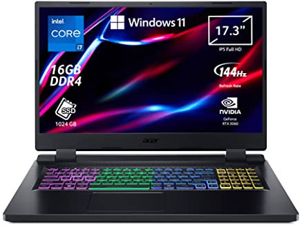 Acer Nitro 5 AN515 – 58 – 72P6 Notebook Gaming, procesador Intel Core i7 – 12700H, RAM 16 GB DDR4, 1024 GB SSD, pantalla 15,6 pulgadas FHD IPS 144 Hz LED LCD, Nvidia GeForce RTX 3060 6 GB Windows 11