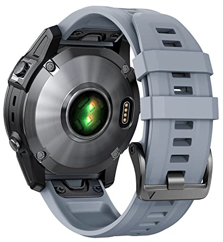 ANBEST Armband für Garmin Fenix 7 Pro/6 Pro/EPIX 2 Armband, 22mm Quick Fit Ersatzarmband für Fenix 6/5/EPIX Pro 47mm/Forerunner 955/965/945/935/Approach S62/Descent G1 Armbänder, Grau