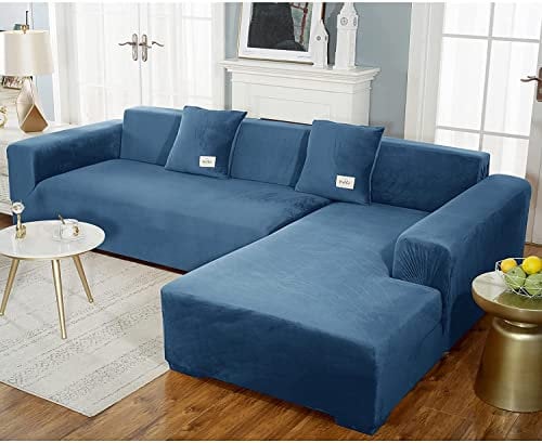 uyeoco Samt Sofabezug L-Form Couchbezug Weich 1 Stück Elastische Lounge-Sessel Sofahusse waschbare Katzen Hunden Möbelschutz (Color : L, Size : 235-300cm)