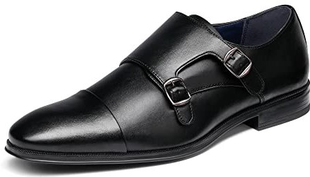 Bruno Marc Zapatos de Vestir Monje Oxfords Zapatos de Cordones Zapatillas Clásicas Formales Derby para Hombre Monk,Size 46,Negro,SBOX2222M-E