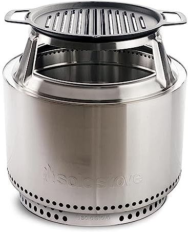 Solo Stove Feuerschale Yukon Kochset mit Gusseisen Grill 2.0 | Inkl. Yukon Feuerstelle mit Standfuß, Gusseisenplatte mit Edelstahl-Aufsatz, Erhöhung von 20,3 cm, Maße (HxØ): 66,5 x 44,5 cm, 28 kg