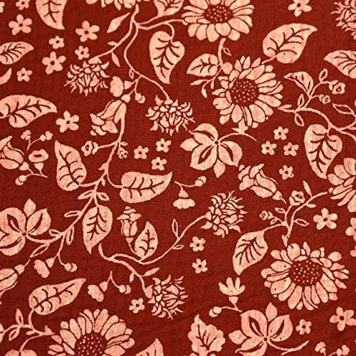 MAGAM-Stoffe Paul Musselin Mulltuch Kinder Baumwollstoff Oeko-Tex Meterware 50cm (Sonnenblumen rot brique)