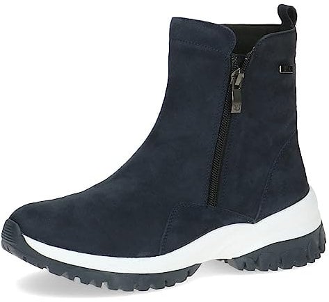 CAPRICE Damen Stiefeletten ohne Absatz Airmotion aus Leder mit Reißverschluss Weite G, Blau (Ocean Suede), 39 EU