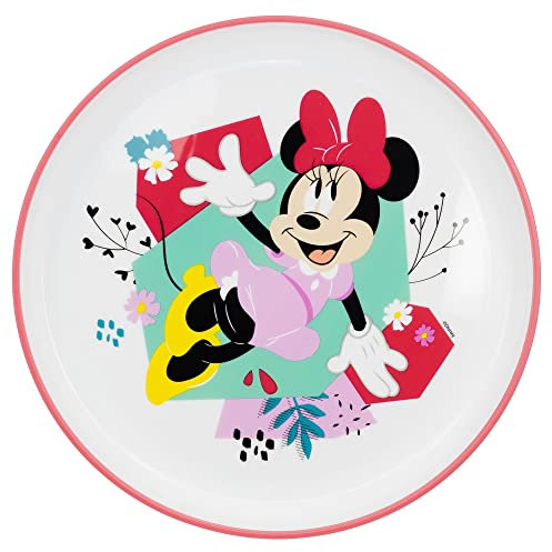Plato infantil reutilizable bicolor con base antideslizante de Minnie Mouse