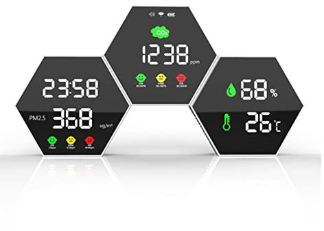 JVDDI Luftqualitätsmonitor PM2.5. CO2-Detektor Wandmontierter Neuer Staubkohlendioxid-Detektor Temperatur und Luftfeuchtigkeit WiFi Gasdetektor-Tester-Sensor