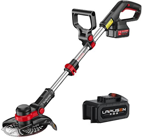 Garden Débroussailleuse Coupe Bordure sans Fil avec 2 Piles(48V) Faucheuse avec Tige Télescopique 3 Types de Lames et Chargeur Coupe Bordure Electrique 1800W