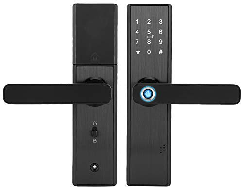 Serrure de Porte d'entrée sans clé, Serrure Intelligente avec clé mécanique pour Tuya WiFi APP, Serrure de Porte à Empreinte Digitale avec poignée, déverrouillage par Code d'accès