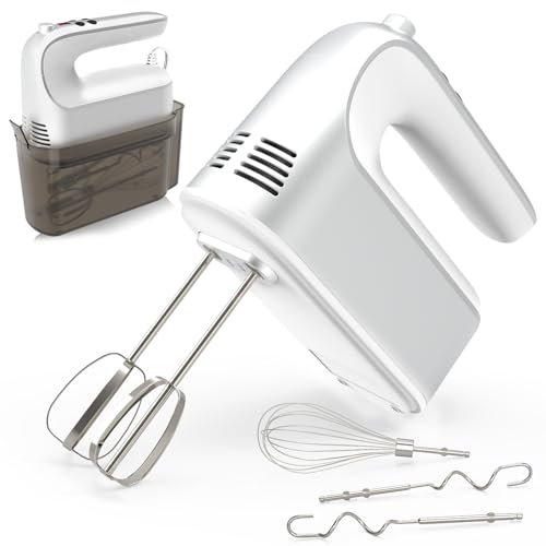 CBQ Miscelatore manuale elettrico, 9 velocità 400 W, miscelatore portatile con display digitale, pulsante touch, turbo, custodia per snop-on, 5 accessori in acciaio inossidabile, miscelatore elettrico