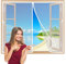 Magnet Fliegengitter Fenster 70x80 cm Magnetischer Fliegenvorhang Moskitonetz, Auto geschlossen, faltbar, für Fenster Patio Weiß Z