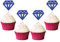 Gyufise 36Pcs Diamond Cupcake Toppers Glitter Diamond Cupcake Picks for Bridal Shower Engagement Wedding Anniversary Birthday Party Cake Decorations Supplies Deep Blue