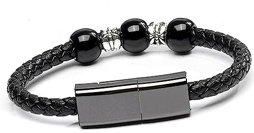 SAMERIO Short Lightning Cable Fashion Portable Charger Bracelet Leather Braided Fast Charging Cable Lightning Keychain Perfect Birthday/Valentine's Day/Thanksgiving Day Gift