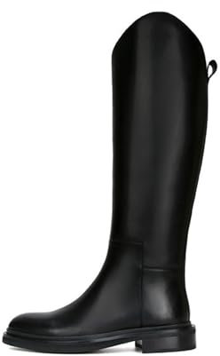 Omeslike Stivali Alti al Ginocchio da Donna, Stivali Alti Piatti Autunno Inverno, Stivali da Equitazione a metà Polpaccio, Stivali Alti al Ginocchio Moda Casual, Stivali Lunghi gotici,Nero,40