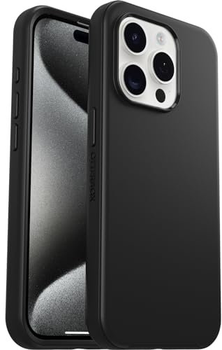 OtterBox Symmetry Case for iPhone 15 Pro, Shockproof, Drop proof, Protective Thin Case, 3x Tested to Military Standard, Antimicrobial Protection, Black