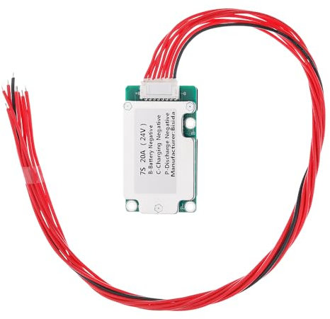 Bisida BMS 7S 24V 20A Li-ion Battery Charging Protection Board Different Ports with Temperature Sensor for e-Scooter, e-Bike, 18650 Battery Pack (7S 24V 20A)