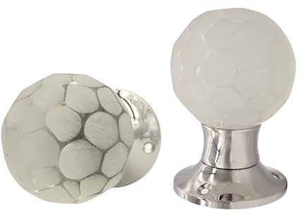 Brass Door Knob Set for Interior Doors | Internal Door Knobs | Mortice, Glass & Crystal Doorknobs | Opulence & Style with Traditional Design of Door Nobs to Enhance Any Room. (Chrome)
