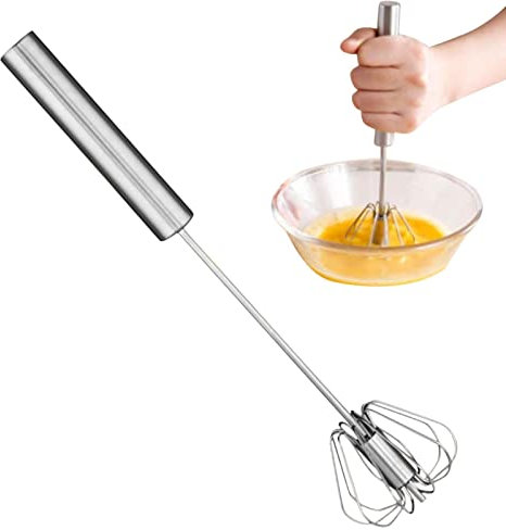 Lumiscent Manueller Eiermixer mit Handschub, halbautomatischer Eierschläger aus Edelstahl, handgehaltener Eiermixer, manueller Eierschläger für Zuhause und Küche