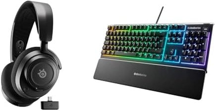 SteelSeries Arctis Nova 7 - Wireless Gaming-Headset mit Multi-System-Kompatibilität & Apex 3 - Gaming Tastatur - 10-Zonen RGB-Beleuchtung