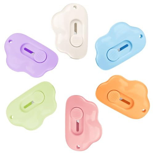 6 Stück Mini Cuttermesser klein Utility Messer Gebrauchsmesser Tragbares Mini-Cutter Einziehbares Universalmesser Schreibwaren Messer für Pappe, Papier, Schachtel