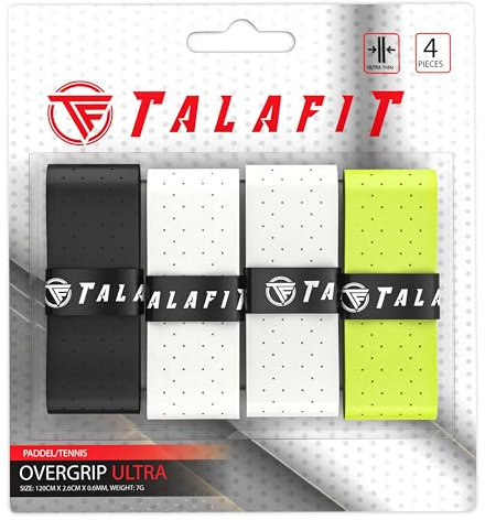 TALAFIT OverGrips Padel Ultra ADHERENTES - Grip Padel Modelo Pro - Empuñadura Pala Padel - Overgrip Pádel Perforados - - Grip Tenis - Accesorios Padel - Máximo Agarre… (Multicolor X4)