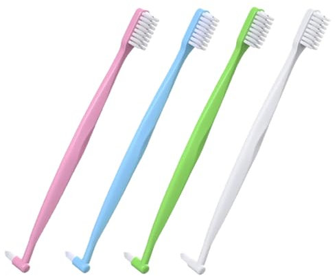 TOVINANNA 4piezas Cepillo De Dientes Manual Interdental Doble Cabezal Resistente Para Casa y Viaje