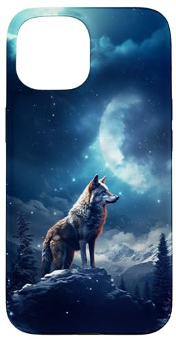 Hülle für iPhone 15 Wolf Moon Mystischer Wolfsliebhaber