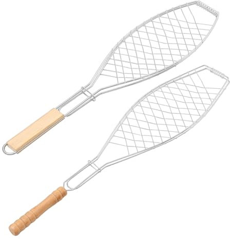 KONTONTY Cestello Per Barbecue 2 Pz griglia griglie campeggio barbecue campeggio barbecue portatile arrosticini spiedini strumento per barbecue rete rotonda all'aperto utensili legno