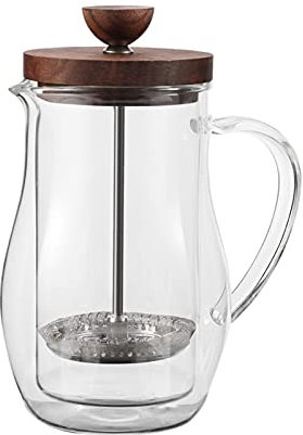 Kaffeekessel Kaffeekessel mit Griff, doppelwandiges Glas, Kaffeekanne, Filterpressen, Wasserkocher, hitzebeständig, Teepresse, Flasche, Haushaltskaffeewerkzeuge Für den Hausgebrauch ( Color : 600ML )