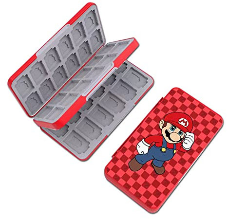 PERFECTSIGHT Étui pour Cartes de Jeu Nintendo Switch/Switch Lite/OLED, 48 Emplacements, Boîte de Rangement Compacte Portable Kawaii, Malio Rouge