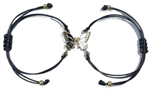 RDNKVB Damen und Herren Freunde Langstrecken Versprechen Matching Armbande, 2 Stück Farbe Freundschaftsarmband, mit Schmetterling Armband, Beste Freundin Armband