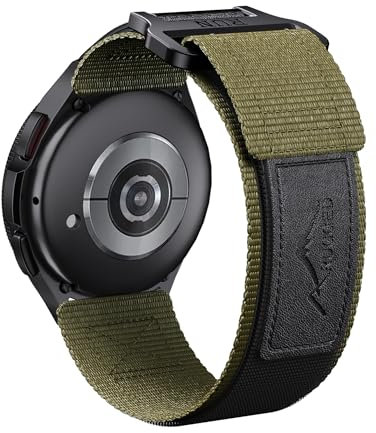 Cinturino per Samsung Galaxy Watch 7/6/5/4/FE 40mm 44mm/5 Pro 45mm/4 Classic 42mm 46mm/6 Classic 43mm 47mm, 20mm Cinturino per Garmin Vivoactive 3/5, Venu 2 plus, Forerunner 245 Nylon(Nero/Verde)