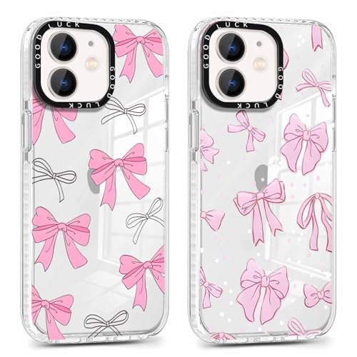 Foonary 2 Stück Transparent Handyhülle für iPhone 12/iPhone 12 Pro 6,1, Hülle mit Aesthetic Muster Motiv Design Mädchen Frauen Case, Silikon Schutzhülle Cover für iPhone 12/12 Pro, Fliege 01