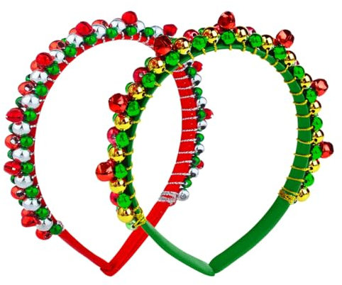 ZOOMPIL Weihnachten Haarschmuck mit Glöckchen, 2 Stück Weihnachts Kopfschmuck, Weihnachtsstirnband Rot Grün Glocke Haarband, Weihnachten Haarreif für Kinder Erwachsene