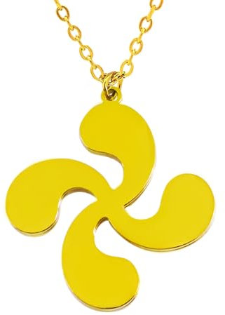 Only faith Collar Lauburu País vasco Acero Inoxidable colgantes amuletos. Talismán protección (Lauburu Dorado)