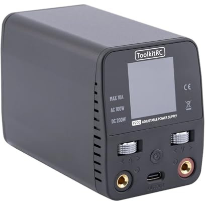 ToolkitRC P200 V2.0 Mini fuente de alimentación de escritorio 30V 10A ajustable AC100W DC200W Cargador 65W USB Salida rápida IPS Pantalla a color Fuente de alimentación de escritorio
