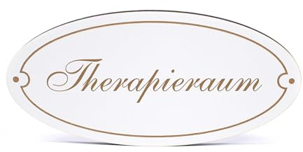 Dekolando Deko Türschild oval - Therapieraum - Schild 15 x 7 cm - Schilder Türschilder Namensschilder Wohnung selbstklebend Holzschild Tür Holzschilder
